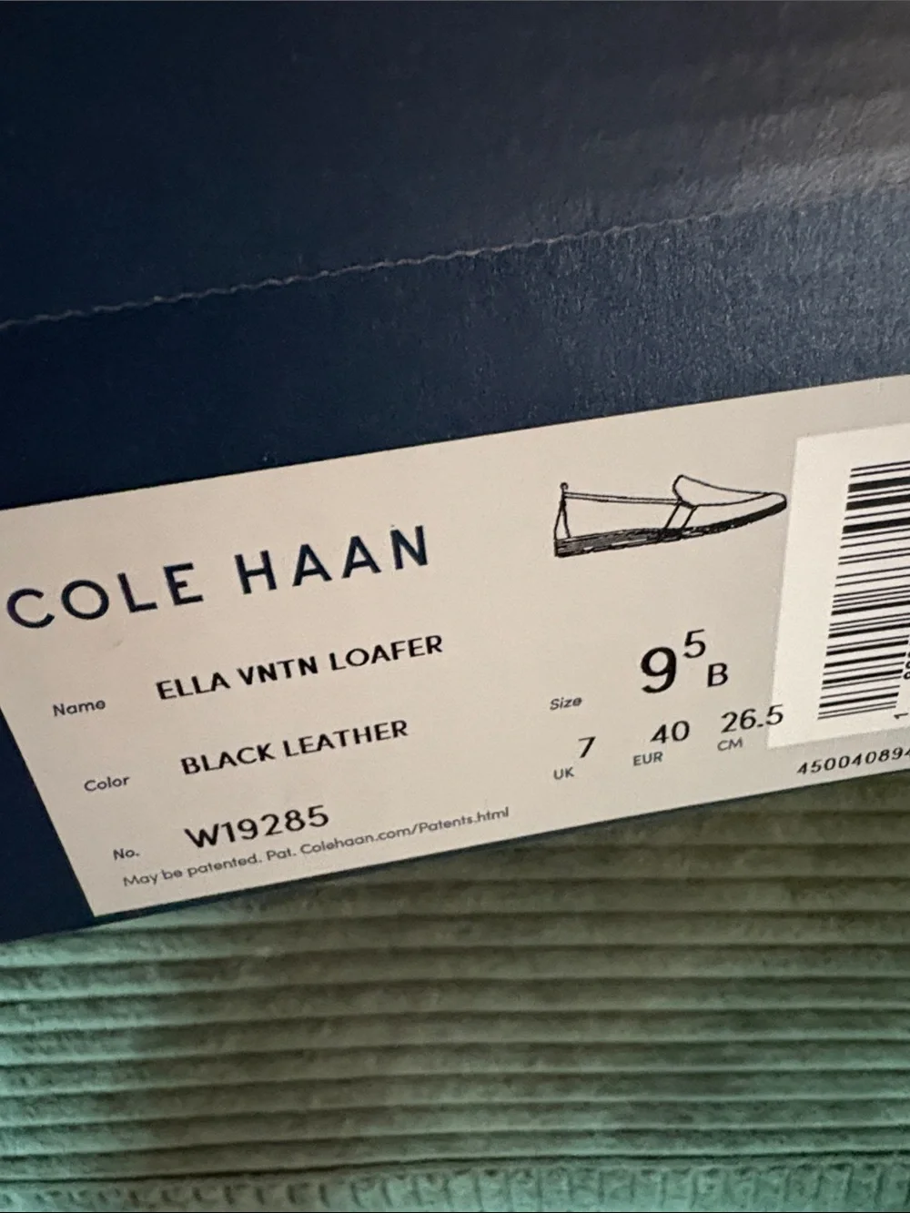 Cole Haan Black Leather Slip-On Loafers with White Sole